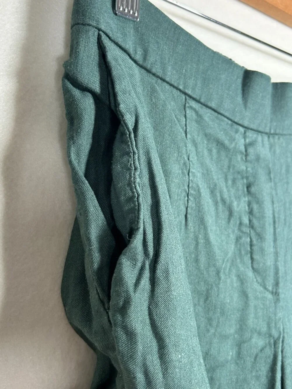 Babaton Aritzia Emerald Green Linen Blend Tailored Straight Leg Trousers size 6